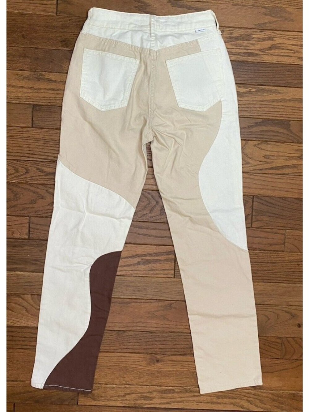 Pacsun Eco Tan~Brown Paneled High rise Mom Jeans Ginger Panel Color Block 24" - Picture 4 of 13